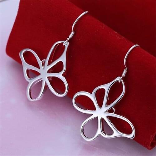 2017 New Jewellery Silver Plated Wholesale Free Shipping Earrings For Women Fashion Jewelry Butterfly Earrings KN-E011