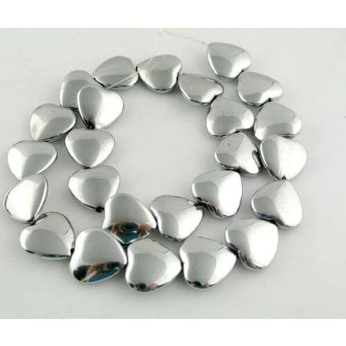New Arrival Silver Plated Jewelry Beads Love Heart Heart Shape Hematite Loose Beads 5pc/lot Free Shipping