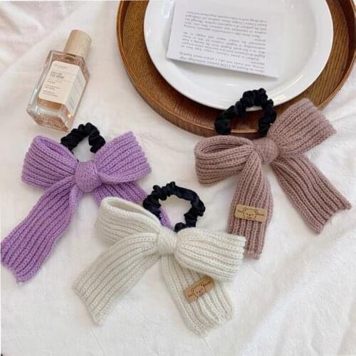 New Women Wool Hair Bows Elastic Hair Rope Fashion Headbands For Girls Soft Nylon Headband Hair Bands Headwear Hair Accessories