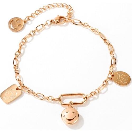 FATE LOVE New Trendy Student Women Girl Statement Charm Bracelet Bangles Stainless Steel Metal Fashion Female Jewelry