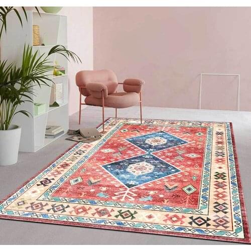 Retro Persian Style Carpet for Living Room Bohemian Ethnic Geometric Print Area Rugs Bedroom Kitchen Hallway Non-Slip Floor Mat