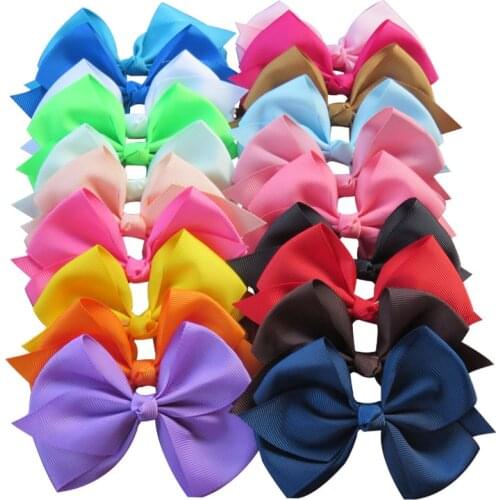 1PCS Lovely Solid Elastic Hair Bands Girls Ribbon Clips Bows Girl Hair 40 Colors Knot Hairpin Handmade Fashion Hair Accessories