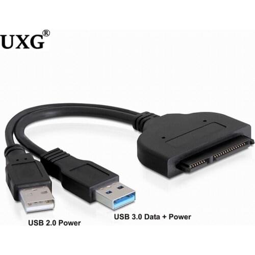 SATA to USB 3.0 Dual 22pin Adapter Cables External Power For 2.5''' Ssd Hdd Hard Disk Drive Converter