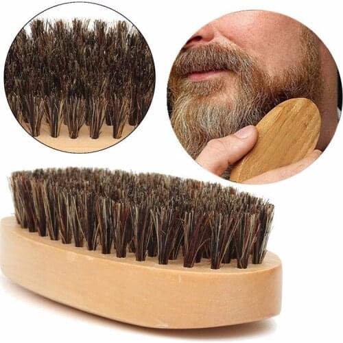 New Mens dedicated Wild boar bristle oval beard brush Comb set beard comb brushes care set Comb Beard tool Bamboo brush