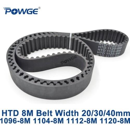 POWGE HTD 8M synchronous Timing belt C=1096/1104/1112/1120 width 20/30/40mm Teeth 137 138 139 140 HTD8M 1096-8M 1112-8M 1120-8M