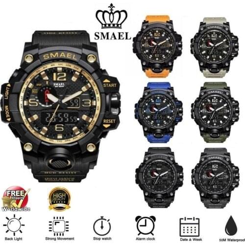 2019 SMAEL Waterproof Sports Military Shock Mens Analog Quartz Digital Watches