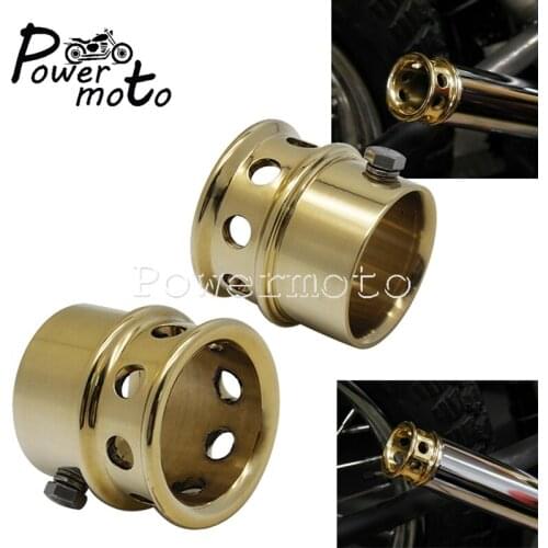 Universal Motorcycle 2" 2.25" 2.5" Muffler Pipe Vintage Solid Brass Exhaust Tip Cover For Harley Cafe Racer Chopper Scrambler
