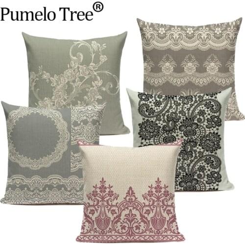 Vintage Floral Cushion Cover Flower Stripe Throw Pillows Case Decorative Plant Pillowcases for Pillows Decor Sofa Cushion Covers