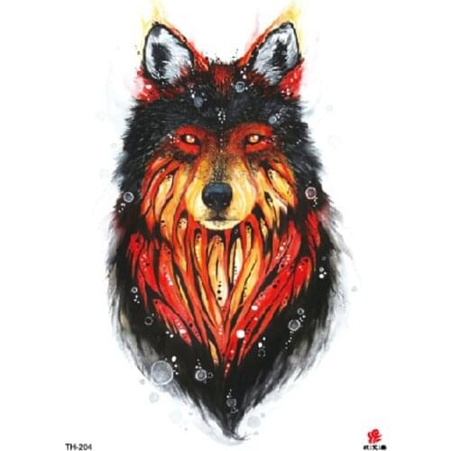 Waterproof Temporary Tattoo Sticker Watercolor wolf pattern tattoo Water Transfer body art fake tattoo for women men