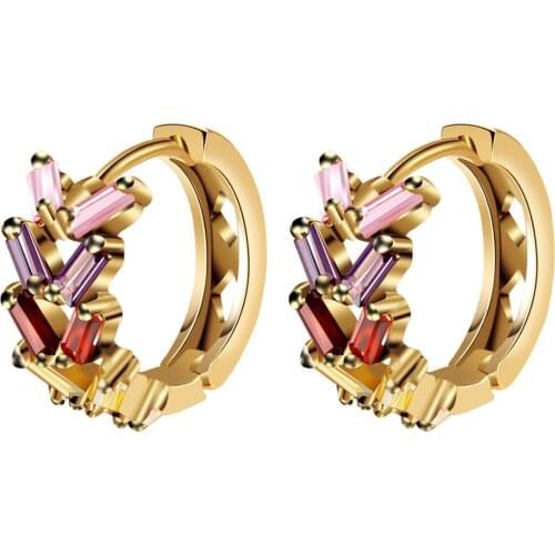 ZOSHI Fashion Jewellery Huggie Earing for Women Colorful Cubic Zirconia Hoop Earings Design Wedding Earring Brinco Bijoux