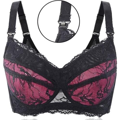 Womens Full Figure Lightly Lined Underwire Lace Bra 34 36 38 40 42 44 46 48 B C D E F G H Nursing bra