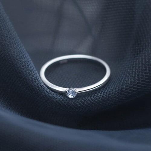 Real 925 Sterling Silver Zircon Round Ring For Fashion Women Party Fine Jewelry Minimalist Geometric Punk Accessories