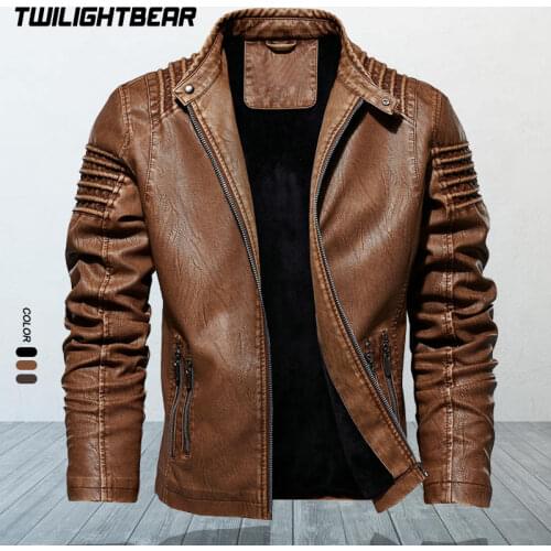 Brand Mens Leather Biker Jakcet Coat 4XL 5XL Male Streetwear Retro Casual Fleece Leather Jacket Men Outwear Clothing BYDH51