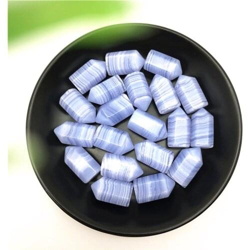 1PC Natural Mini Blue Lace Agate Crystal Point Mineral Ornament Healing Wand Home Decor DIY Gift Natural Stones and Minerals