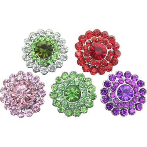 10pcs/lot New Snap Jewelry Flower Snap Buttons 18mm Button Charm for Women Fit silver plated Leather Snap Bracelet