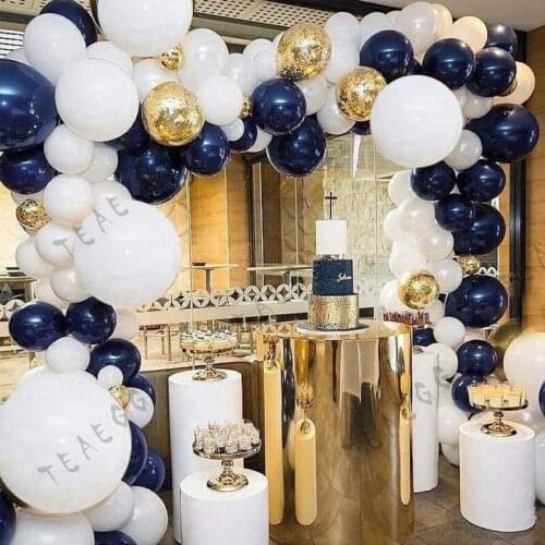 131Pcs Gold Confetti Balloons Garland Arch Kit White Pearl Blue Globos Birthday Valentine Wedding Party Decoration Baby Shower