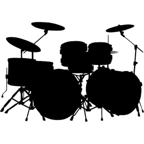 17.8CM*12.3CM Interesting Music Drum Band Symbol Vinyl Car Sticker Black/Silver Decor S9-0847