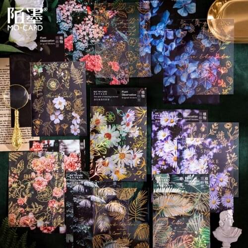 2 Sheets /pack Plants Flowers Observation Series Ins Handbook Notebook Material Stickers 8 Styles