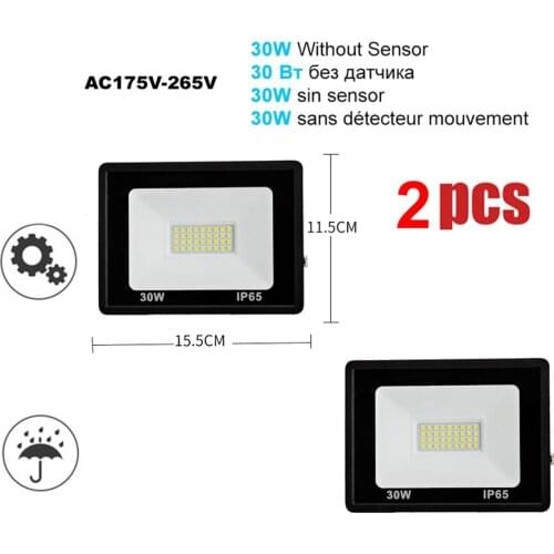 2 pcs 220V 10-100W LED FloodLight Spotlight Exterior Street wall reflector Light LED Outdoors Garden Light Waterproof PIR Motion