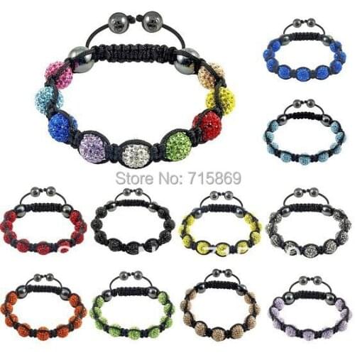 20 pcs/lots Micro Pave CZ rhinestone Disco ball beads 9*10mm Crystal Bracelets( u can shoose color)