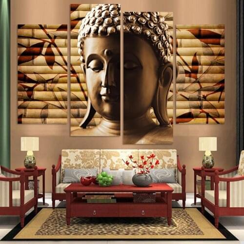 2017 Cuadros Decoracion Canvas Painting Hand-painted Art Religion For Buddha 4 Panel Wall Oil On Hd Print Picture (unframed)