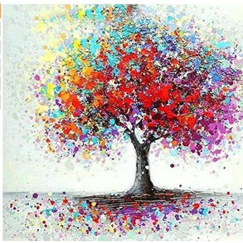 5D DIY Diamond Painting Full Drill Drawing Colorful Leaf Tree Landscape Wall Painting Decoration Stitch Mosaic for Living Room