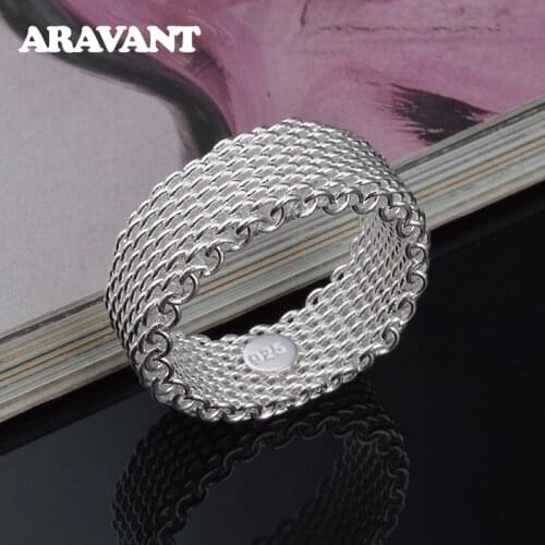 925 Silver Weave Finger Ring For Women Girls Wedding Jewelry Gifts