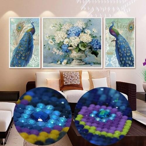 Needlwork Diamond Embroidery 5D DIY Diamond Painting Cross Stitch special shaped Full Diamond Set Decorative peacocks flowers