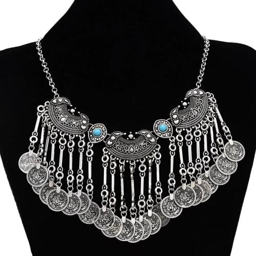 Bohemian Fringe Collar Statement Necklace Gypsy Antalya Ebony necklace Festival Coachella Turkish India Itor Ethnic Jewel