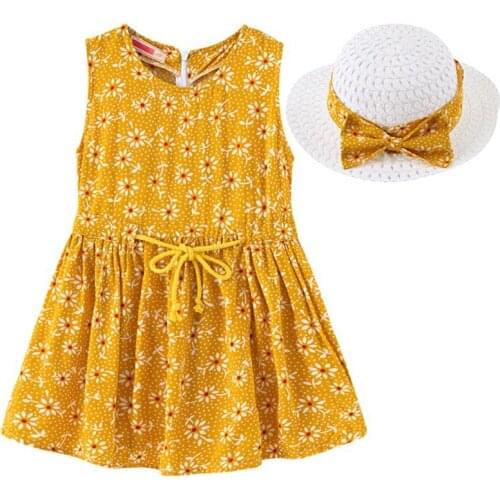 Brand Princess Girl Dress Sleeveless Flower Print Cotton Floral Dress Baby Girl Summer Dresses for Girls