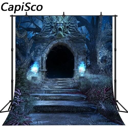 Capisco Horrible Arch Door Photography Backdrop ghost Trees Night Halloween Party Photo Background studio photocall shoot prop