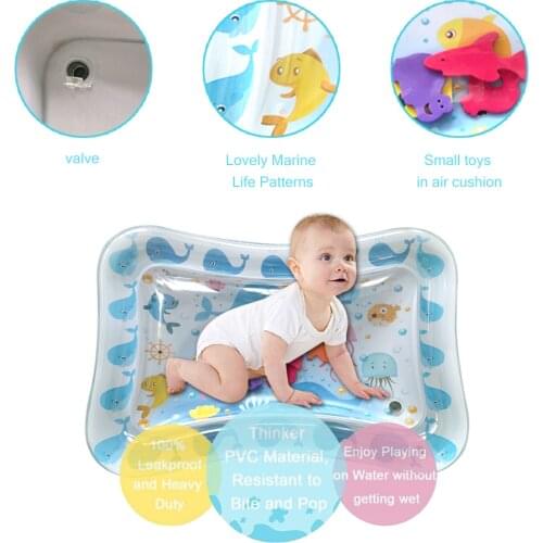 Baby Colorful Inflatable Water Play Mat Tummy Time Fun playmat Child Development Play Center with Hand Inflator Pump for Baby