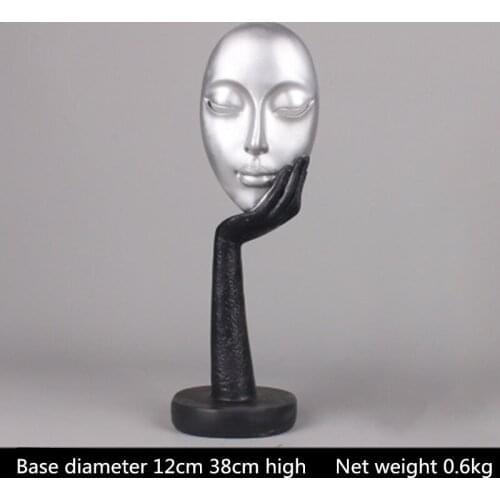 EUROPEAN CREATIVE BLACK AND WHITE FACE STATUES RESIN MASKS SCULPTURES ORNAMENTS OFFICE HOME DECORATION FIGURINE