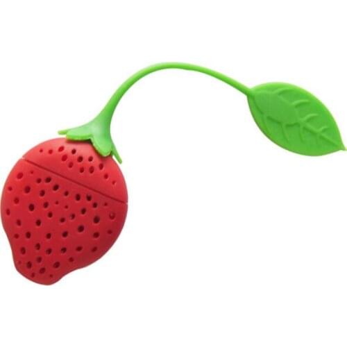 Fruit Strawberry Shape Silicone Tea Infuser Strainer Filter Herbal Spices Leaf Green Red Tea Bag LX7178