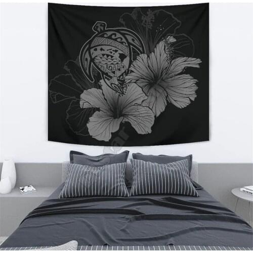 Hawaii Hibiscus Tapestry Turtle Map Gray 3D Printed Tapestrying Rectangular Home Decor Wall Hanging 6 color