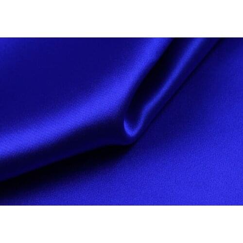 Howmay 100% pure silk charmeuse satin fabric 30m/m 114cm sapphire blue 30# especially heavy weight for dress or cheongsam