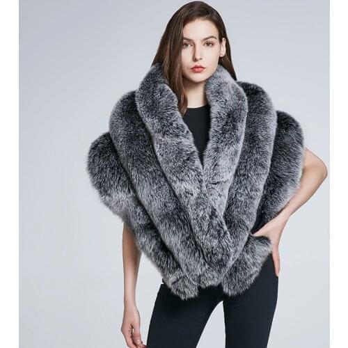 JKP N high-grade natural Fox fur real poncho fox fur shawl fashion fox fur coat HBY-P17