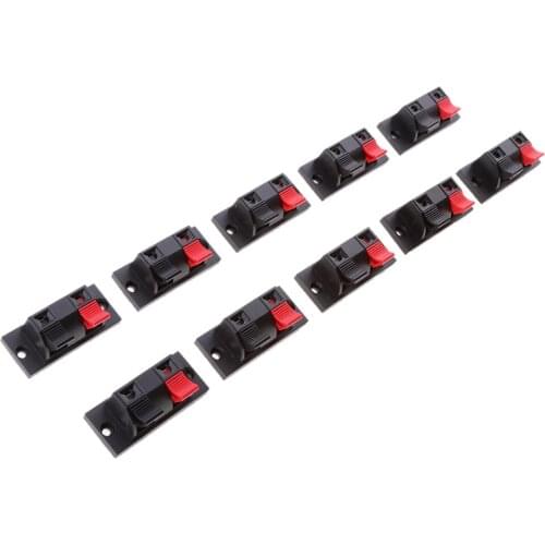 Audio Amplifier Push-Type Speaker Terminals, Plastic Casing 2 Position Speaker Terminal Board Red Black 10 pcs