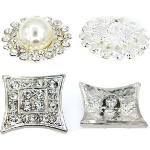 10pcs/lot Zinc alloy button DIY clothing big pearl sewing button rhinestone inlaid button handmade high-end clothing button