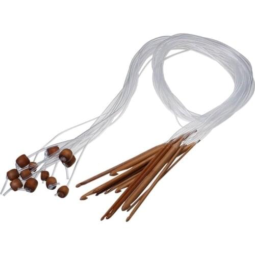 Natural Bamboo Flexible Afghan Tunisian Carpet Crochet Hooks Needles Transparent Tube Sewing Tools At Random 130-120cm,12PCs/Set