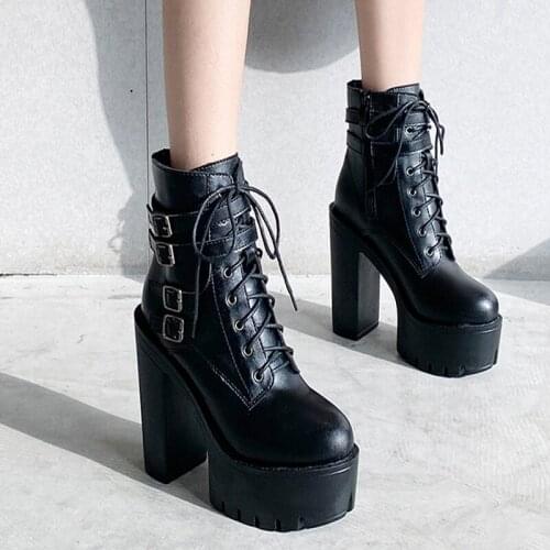 Patent Leather Black High Platform Boots Women Fashion Martin Boots Women 2020 Non-slip Wear-resistant Sole Ankle Boots LJB285