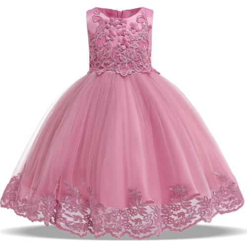 2020 Summer White Bridesmaid Girls Dresses For Party And Wedding Dress Girl Gown Kids Childrens Clothing Flower Princess Dress