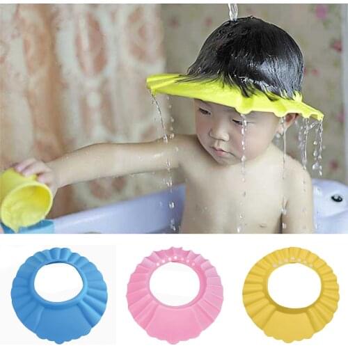 Infant Kids Safe Shampoo Shower Bathing Bath Protect Soft Cap Hat Wash Hair Shield Visor Caps Shower Cap Hat Kids Baby Cares