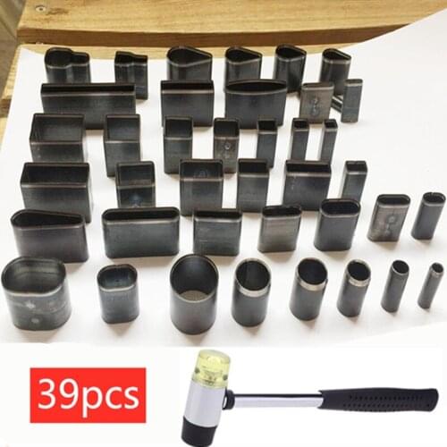 Leather Craft DIY 39 Shape Style Hole Hollow Cutter Punch +hammer hand tools set for phones Camara
