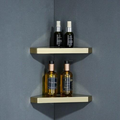 New Luxury Stainless Steel Wall Mounted Black/gold Single Double Layer Corner Basket Bathroom Storage Holder Storage Shelf