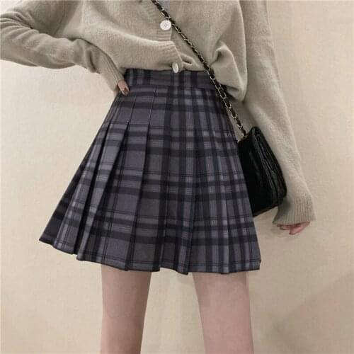 NEWDISCVRY High Quality Short Pleated Tennis Skirt Woolen Spring for Women Sexy Girls High Waist Plaid Tutu Womens Kpop Skirts