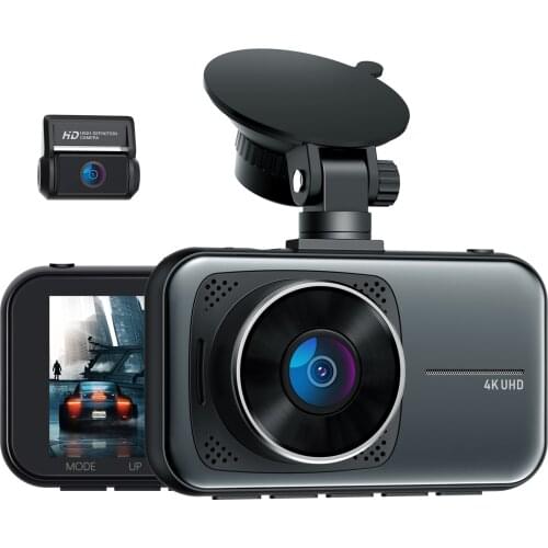 TOGUARD C200 4K Dash Cam Front and Rear Car Camera, Supercapacitor Ultra HD 4K+1080P, 3" Display Car Security Camera