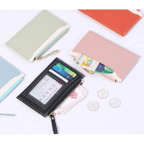 Gift card holder card bag female bank cartoon ID card PU zipper small coin purse new simple coin purse transparent coin bag