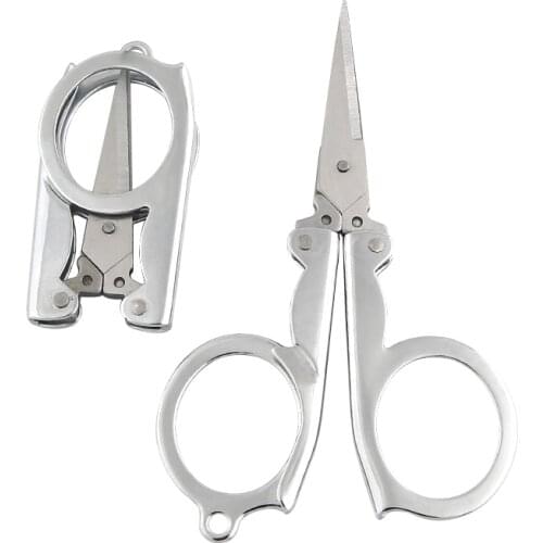 Portable Folding Stainless Steel Scissors Mini Folding Scissors Travel Scissors Color Silver