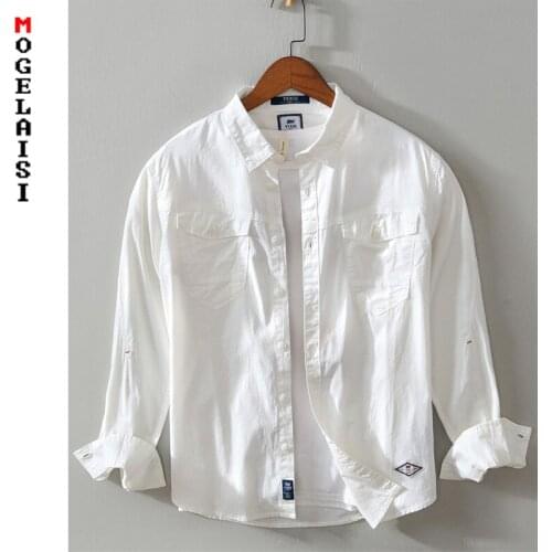 Casual white shirt men spring 100% cotton long sleeve shirt tops for man high quality clothing solid shirt chemise homme 834